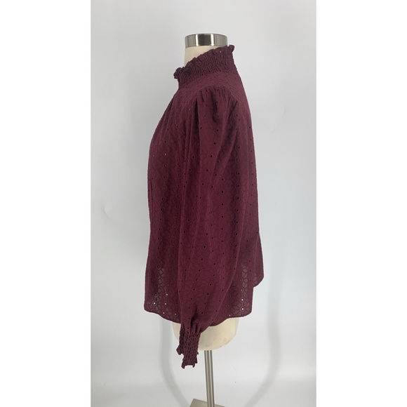 Veronica Beard 100% Cotton Long Sleeve Smocked High Neck Women’s Top - Picture 5 of 13